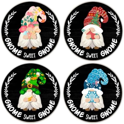 Interchangeable Gnome Welcome Sign Fall Halloween Door Decor, Black - Image 3