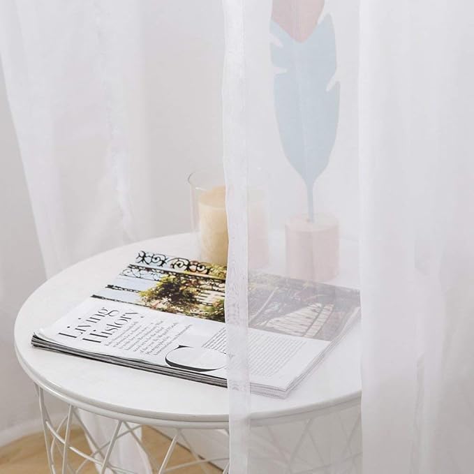 MIULEE 2 Panels White Sheer Curtains - Image 5