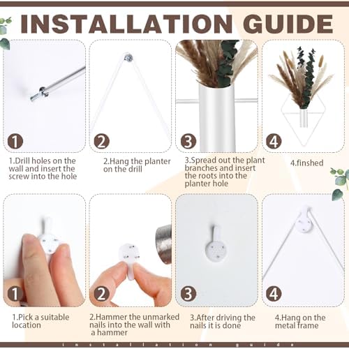 Jexine 2 Pcs Hanging Artificial Planters Wall Decor, White, Pampas - Image 3