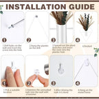 Jexine 2 Pcs Hanging Artificial Planters Wall Decor, White, Pampas - Image 3