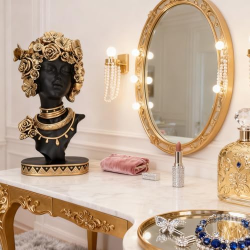 African American Woman Bust Statue, Vintage African Figurines and Sculptures, Elegant Art Decor for Home and Office, Ornamental Accent for Living Room, Bookshelf – Perfect Housewarming Gift - Image 5