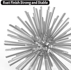 Silver Sphere Decor, Metal Starburst Tabletop Sculpture Decor, Mid-Century Modern Metal Starburst Centerpiece, Spike Ball Decoration for Home, Coffee Table Decor - Image 3
