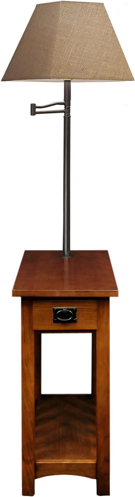 Leick Home Mission End Table, Solid Wood, Built-In-Lamp, 1 Drawer, Bottom - Image 4