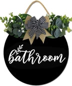 Bathroom Wall Decor,Bathroom Sign,Rustic Round Wooden Wreath Sign,Bathroom Wooden Wall Sign for All The Seasons by Hilonret