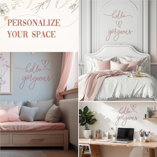 Hicarer Metal Hello Gorgeous Wall Art Minimalist Wall Decor, Rose Gold - Image 3