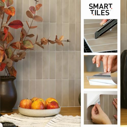 Smart Tiles Peel and Stick backsplash, Stacked Burgundy Red, 11.43"x9" - Image 5