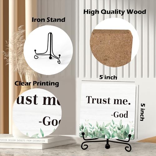 Home Decor, Farmhouse Shelf Decor For Living Room, Boho Aesthetic Table Decorations, Christian Gifts For Women Men, Entryway Tv Stand Fireplace Mantle Coffee Table Decoration (trust-06) - Image 2