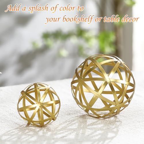 Gold Decorative Sphere, Metal Coffee Table Decor Sculpture, Modern Home Decor Accent for Tabletop, Centerpiece, Shelf Display- Elegant Metal Sphere Decor with Luxury Golden Finish - Image 5