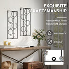 ZEXUIRU 2 Pcs. Abstract Metal Art for Wall Decor Living Room Bedroom Bathroom Office Metal Bling Modern Geometric Hanging Vertical Small Iron Sculpture Plaque Pack -Black 24in - Image 5
