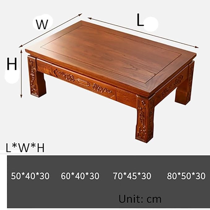 Japanese Style Coffee Table W/Drawers Wooden Tatami Tea Table Living Room - Image 3