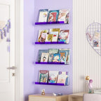 upsimples 4 Pcs 15" Acrylic Shelves for Wall Decor and Display, Purple - Image 4