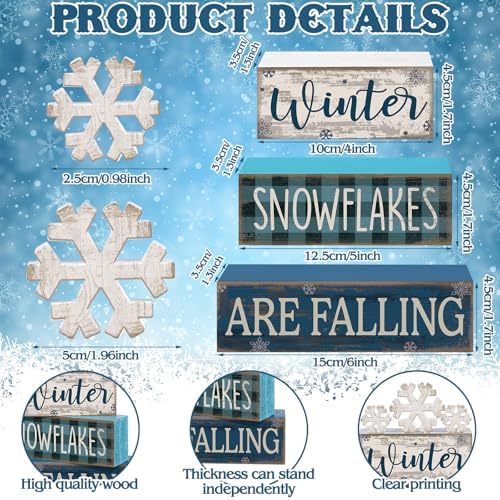 Yuntau 4 Pcs Winter Home Decorations Snowflake Centerpieces for Tables - Image 4