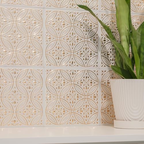 Peel and Stick Metal Tiles, Pastel Painted Gold, 10-Pack - Image 6