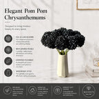 Mandy's 12pcs Artificial Black Ball Chrysanthemum Flowers - Image 2