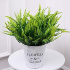 Artificial Boston Ferns Plants, Fake Plastic Fern Grass Faux Shrubs Plastic Leaves Simulation Greenery Bushes for Home Decor Indoor Outdoor Garden Wedding Decoration Yard Vase Planter Filler – 8 Pack - Image 6