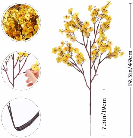SITUMEIZI 6Pcs Artificial Baby's Breath Flowers 19.3 Inch Silk Gypsophila Bundles Real Touch Fake Flowers for Wedding, Home Decor, Fall Centerpieces DIY Floral Arrangement(Deep Yellow) - Image 4