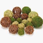 Decorative Balls for Centerpiece Bowls, 18pcs Fake Moss Balls + Wicker Rattan Balls Set Vase Bowl Filler for Home Garden Wedding Party Decor (Fresh Green + Rustic Brown) - Image 2