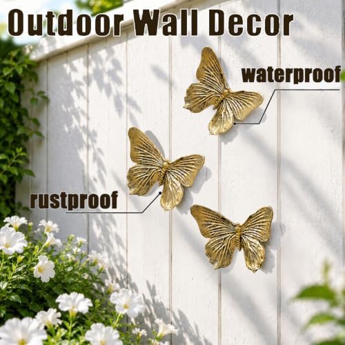 GUSFREUD 3D Butterfly Wall Decor Set – Resin Wall Decor for Living Room, Bedroom, Bathroom, Dining Room, Outdoor and Gallery Walls - Antique Copper - Set of 6 - Image 5