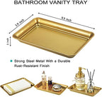SheeChung Metal Vanity Tray, Bathroom Counter Storage Tray, Gold 4 Pack - Image 4