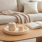 Yalikop Oval Concrete Decorative Tray for Coffee Table Decoration 15" Modern Cream White Table Centerpieces Decorative Ottoman Tray for Serve Home Decoration Accent Bandejas Decorativas Gift - Image 4