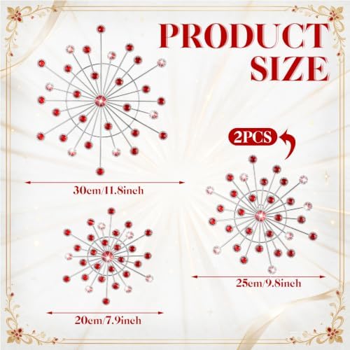 Blulu 4 Pcs Red Wall Decor Bling Crystal Wall Art Cast Iron Rhinestones - Image 3