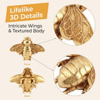 DOQXYAVM Gold Honey Bee Wall Art Decor, 3D Resin Bee Wall Sculpture, Hanging Insect Home Decoration for Living Room, Bedroom, Bathroom, Kitchen (S) - Image 3