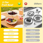jessie 2 Tier Ceramic Fruit Bowl for Kitchen Counter with Metal Rack, Fruit Basket with Stand, Porcelain Bowls for Vegetable Bread Candy Snack Nuts Dessert Cake Tray (Gold 2 layer) - Image 4