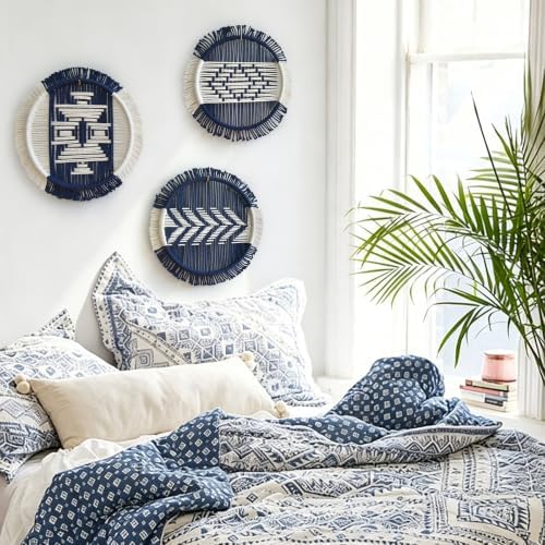 3Pcs macrame Wall Decor Round Woven Wall Art Boho Geometric 10.2"W*10.2"L - Image 2