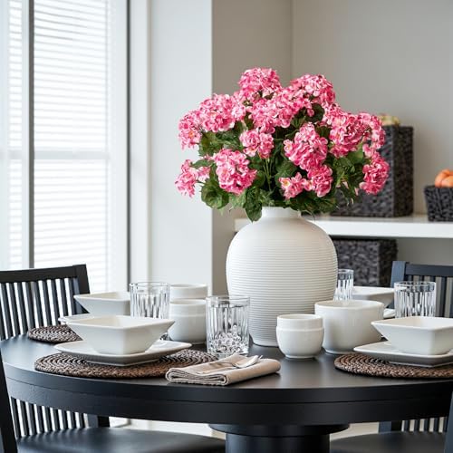 Artificial Geranium Flowers for Outdoors 19.6" Geraniums Artificial Flowers Realistic Faux Geraniums for Outdoor Planters Silk Geranium Indoor Fake Flowers Porch Home Garden Decor No Vase(4PCS，Pink) - Image 3