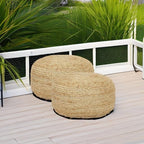· REDEARTH · Jute Circular Low Pouf Ottoman - Image 2