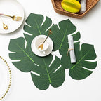 ATFL 8.3'' Artificial Medium Palm Leaves,50 PCS Fake Tropical Monstera Faux Palm Leaves for Safari Jungle Hawaiian Luau Party Table Decoration Wedding Birthday Beach Theme Party (Green, 50)… - Image 6