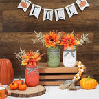 Fall Mason Jar Centerpiece for Table with Artificial Flowers - Image 2