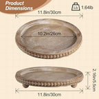 Round Decorative Tray for Coffee Table, Natural Wood Beaded Tray with Detachable Legs, 11.87" Farmhouse Rustic Serving Tray for Living Room, Ottoman, Kitchen Counter, Dining Table Decor - Image 3