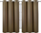 Brown Blackout Curtains/38 x 54 Inch/Set of Two Panels Grommet Living Room - Image 2