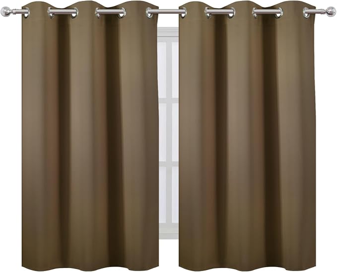 Brown Blackout Curtains/38 x 54 Inch/Set of Two Panels Grommet Living Room - Image 2