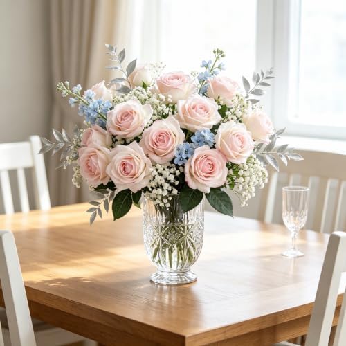 Kimura's Cabin 12pcs Real Touch Rose Artificial Flower Long Stem,Light Pink - Image 4