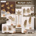 Gold Leaf Home Decor Set - Metal Leaves Statues, Modern Artistic Sculptures for Living Room, Office, Shelf & Home Decorative, Handmade 3D Botanical Accents - Image 3