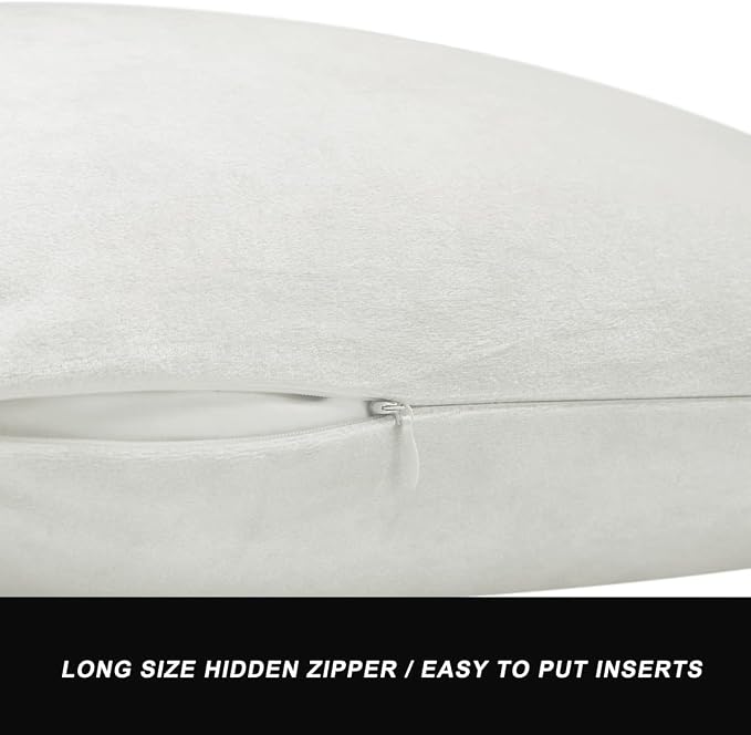 GIGIZAZA Ivory Velvet Decorative 18x18 Throw Pillow Covers - Image 3