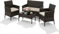 4PCS Outdoor Patio Bistro Set, PE Rattan Wicker Armchairs by Garvee