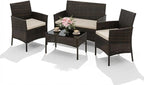 4PCS Outdoor Patio Bistro Set, PE Rattan Wicker Armchairs by Garvee