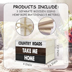 Decorative Books for Home Decor, Rustic Wood Book Stack for Table Decor, Country Roads Take Me Home Decoration Books for Living Room Bookshelf, Farmhouse Stacked Books Decoration (L61) - Image 2