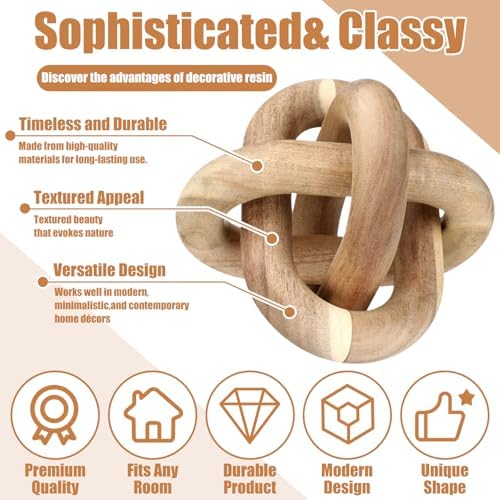 Yalikop 3 Link Wood Knot Decor Rustic Table Shelf Accents, Acacia Wood - Image 3