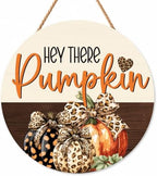 Fall Pumpkin Decorations for Home, Hey There Welcome Wooden Sign by Catta