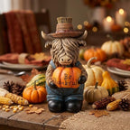 Thanksgiving Highland Cow Statue Pumpkin Decorations Fall Table Home Decor - Image 5