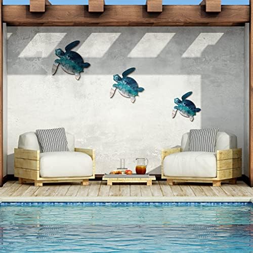 Bucherry 3 Sizes Wooden Sea Turtle Wall Decor Turtle Wall Art,Dark Blue - Image 4