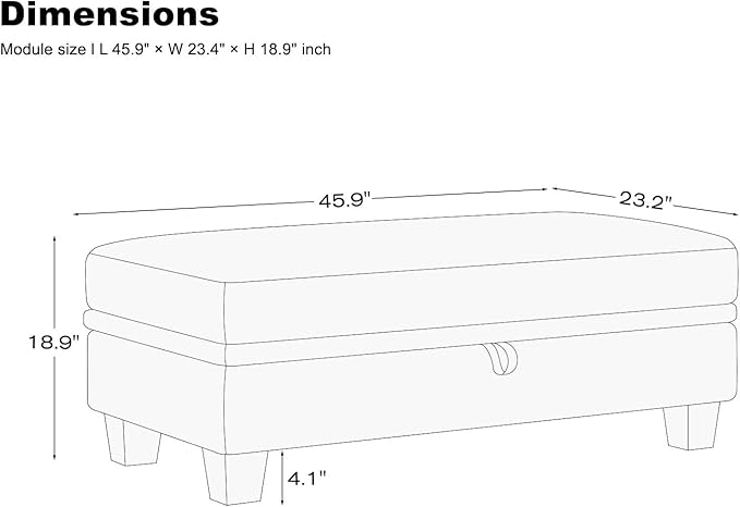 Belffin Fabric Large Ottoman - Image 2