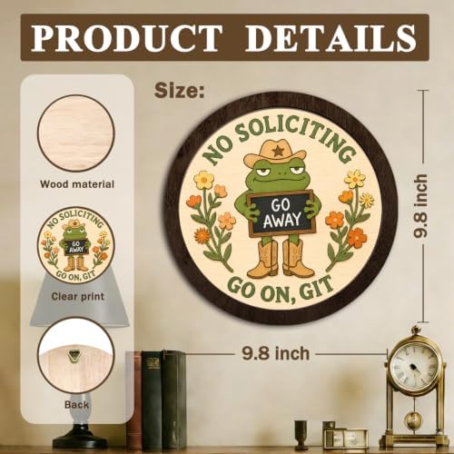 CFFJLHN Funny No Soliciting Sign Western Frog Wall Art Decor - Image 7