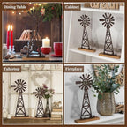 Tandefio 2 Pcs Farmhouse Windmill Table Top Country Decor, Metal Rustic - Image 5