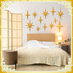 Blulu 12 Pcs Mid Century Modern Decoration Mcm Retro 3D Starburst Art Wall Sculpture, Plastic 8 Pointed Atomic Star Vintage Celestial Whimsigoth Accent for Home Office Room Decor (Gold) - Image 3