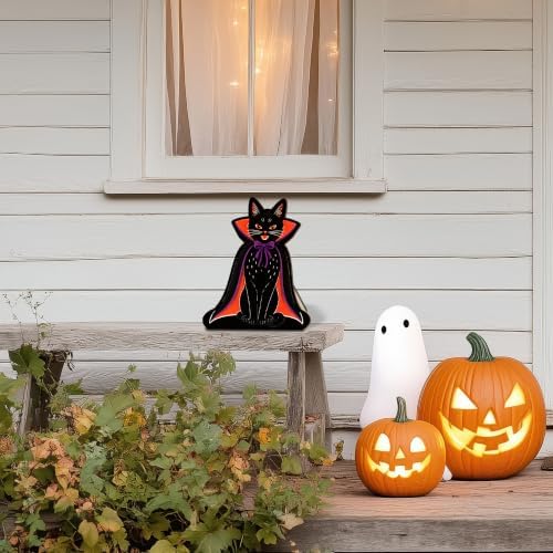 Black Cat Halloween Decor Sign, Gothic Decor, Table Desk Shelf Decor. - Image 5